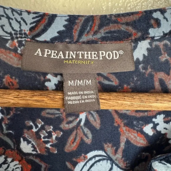 A Pea in the Pod Maternity Navy Floral Tiered Babydoll Mini Dress Medium - Picture 5 of 8